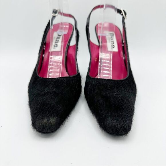 DUNE LONDON Black Calf’s Hair Pointed Toe Slingback Sculptural Heels Sz‎ 8.5 US - Picture 6 of 12